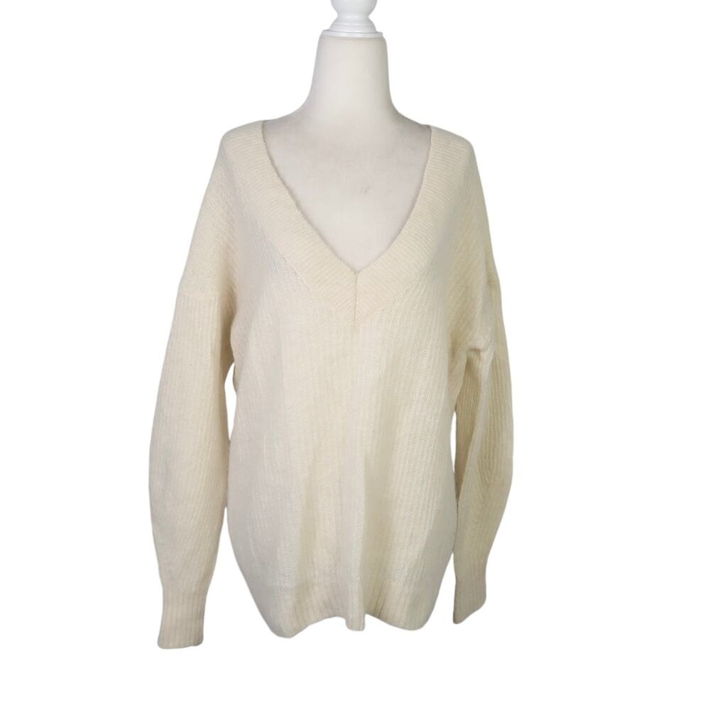 The Group Babaton cream alpaca blend knit v-neck sweater S